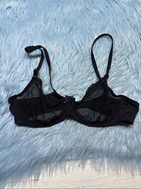 Black Lace Sheer Underwire Bra sz 36B
